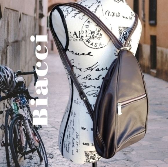 Biacci Brown Leather backpack purse NWT main image 9